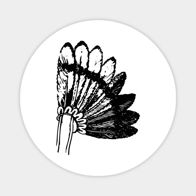 Black indian war bonnet Magnet by The Retro Black Store